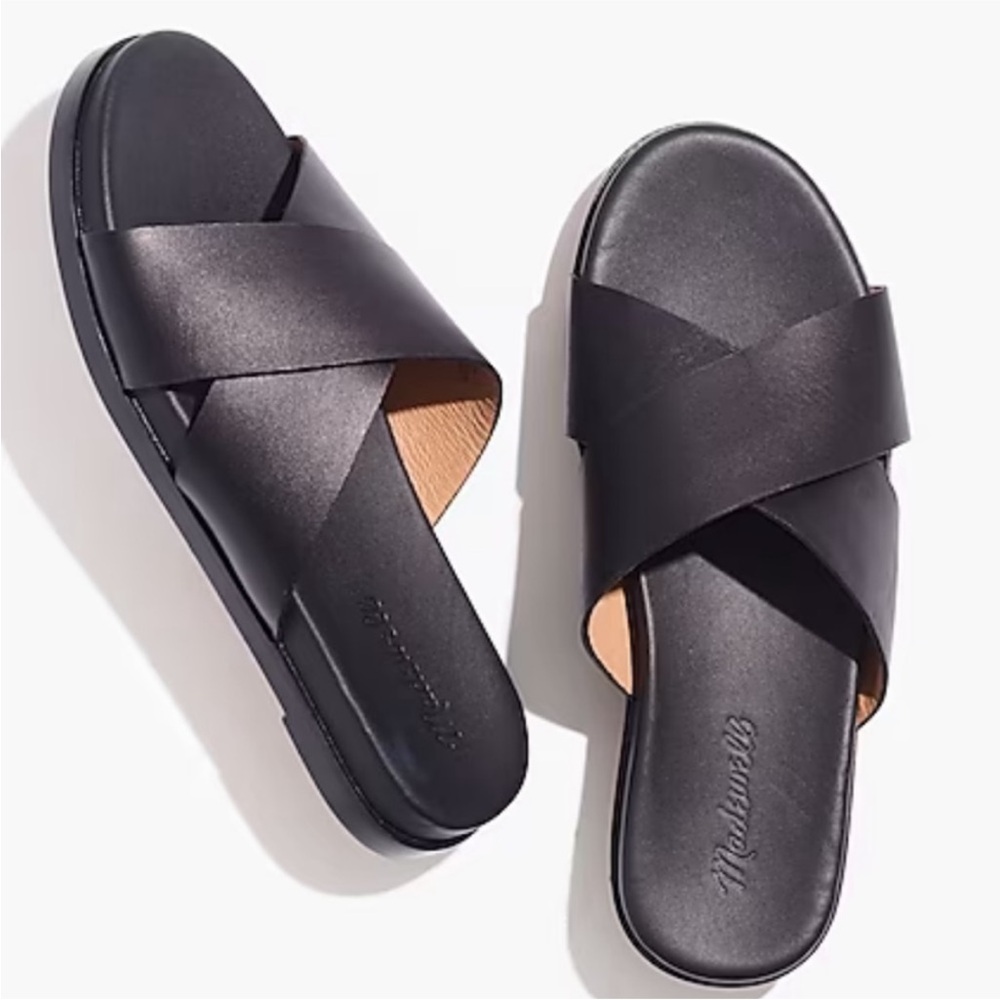 Madewell Women’s The Louisa Crisscross Black Slide Sandal Shoes in a size 7.